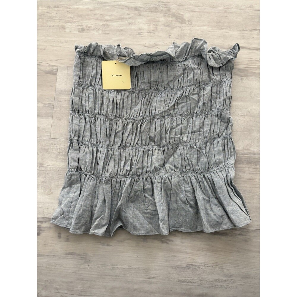 A’reve Anthropologie Ruffle Tub Top Women's Size Large Blue Boho NWT